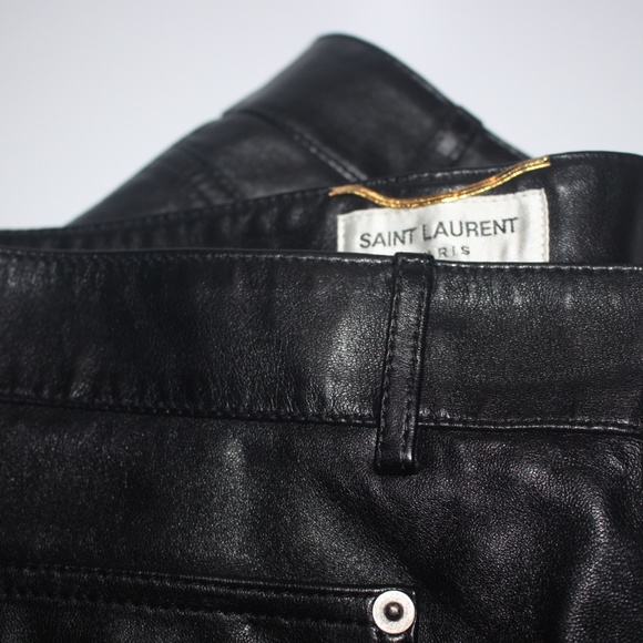 SAINT LAURENT Leather Shorts In Black - Picture 3 of 9